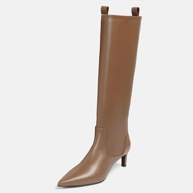 INS Kozaki do kolan Buty damskie Skóra naturalna Czarne obcasy Western Wysokie Długie Botki Chelsea Damskie 2025 Zimowe Trend Buty Marka