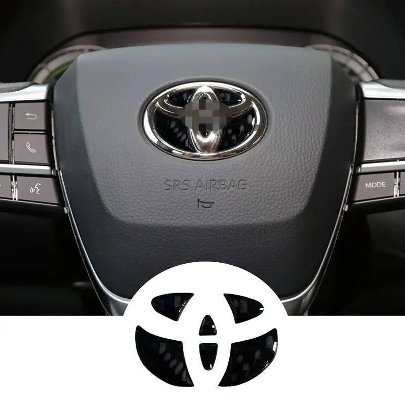 Carbon Fiber Car Steering Wheel Emblem Badge Sticker For Toyota RAV4 Hilux Aygo Yaris Ractis Corolla Camry CHR Auris Tacoma