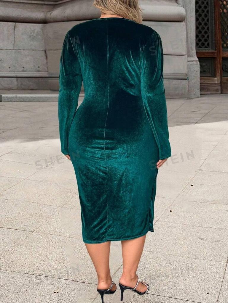 Elegant V-Neck Irregular Cocktail Party Dress - Sexy European & American Style Gown for Women