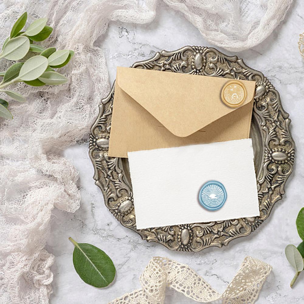 Moon and Sun Theme Wax Seal Stamp Head Auspicious Clouds Removable Sealing Brass Stamp Head Olny for Creative Gift Envelopes