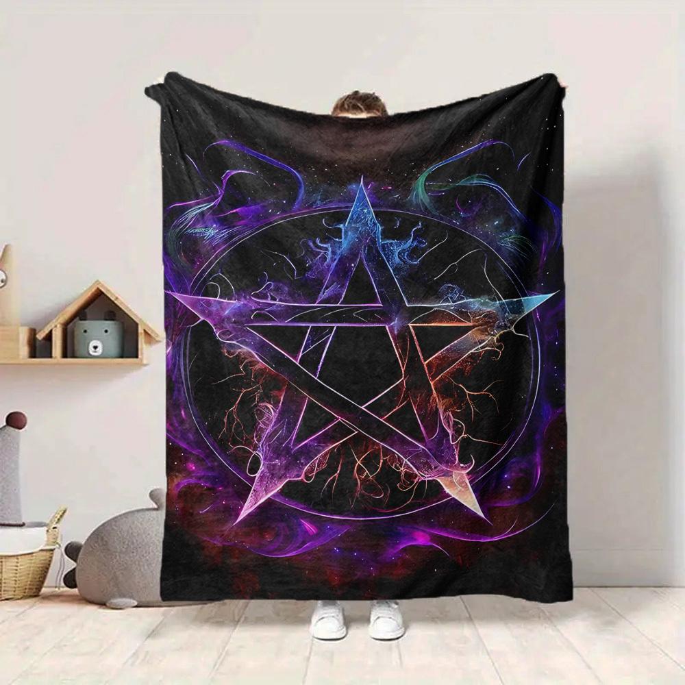 1pc Witchcraft Symbol Blanket, Lightweight Flannel Throw Blanket for Sofa, Bed, Travel, Camping, Living Room, Office, Couch051