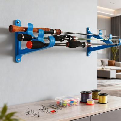 2Pcs Wall Mount Fishing Rod Holder with Screw Accessories Garage Shed 3 Fishing Pole Display Storage Rack Organizer Stand Fishing Accessories