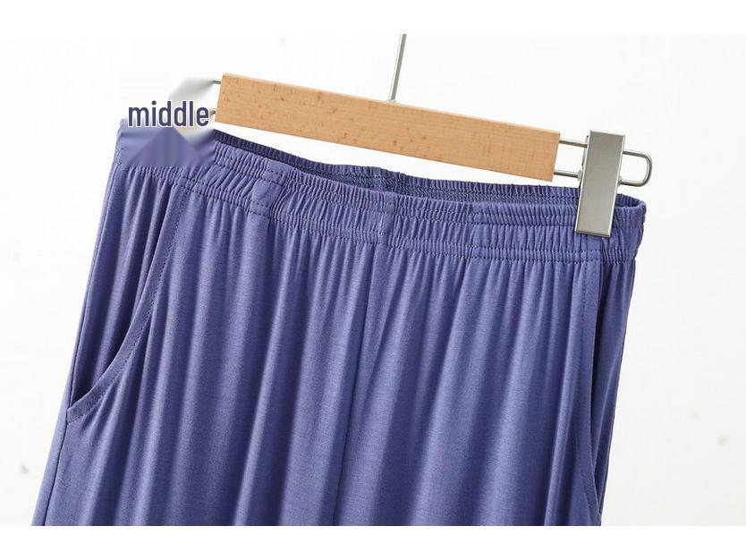 Pantaloni de pijama largi cu buzunare din bumbac modal pentru femei - Primăvară/Vară Casual cu croială lejeră, Mărimi mari, Potriviți pentru exterior