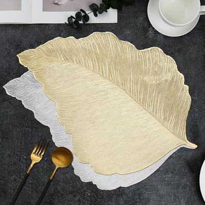 New Gold Leaf Placemat Heat Resistant Washable Coaster Dining Mat Waterproof Wipeable Table Place Mat Dinner Table Decoration