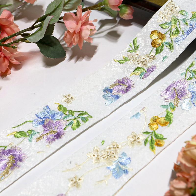 Left/Right Chinese Style Embroidered Lace Trim Fabric Collar Decoration for Hanfu Ancient Costume Skirt DIY Sewing Accessories
