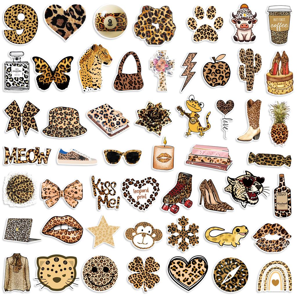 50/100PCS Leopard Print Girl Art Aesthetics Waterproof Graffiti Phone Laptop Luggage Guitar Notebook Stickers Kids Toys