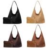 Women Suede Shoulder Bag Retro Single Shoulder Bag Solid Color Simple Tote Handbag Vintage Hobo Bag Outdoor Travel Bag