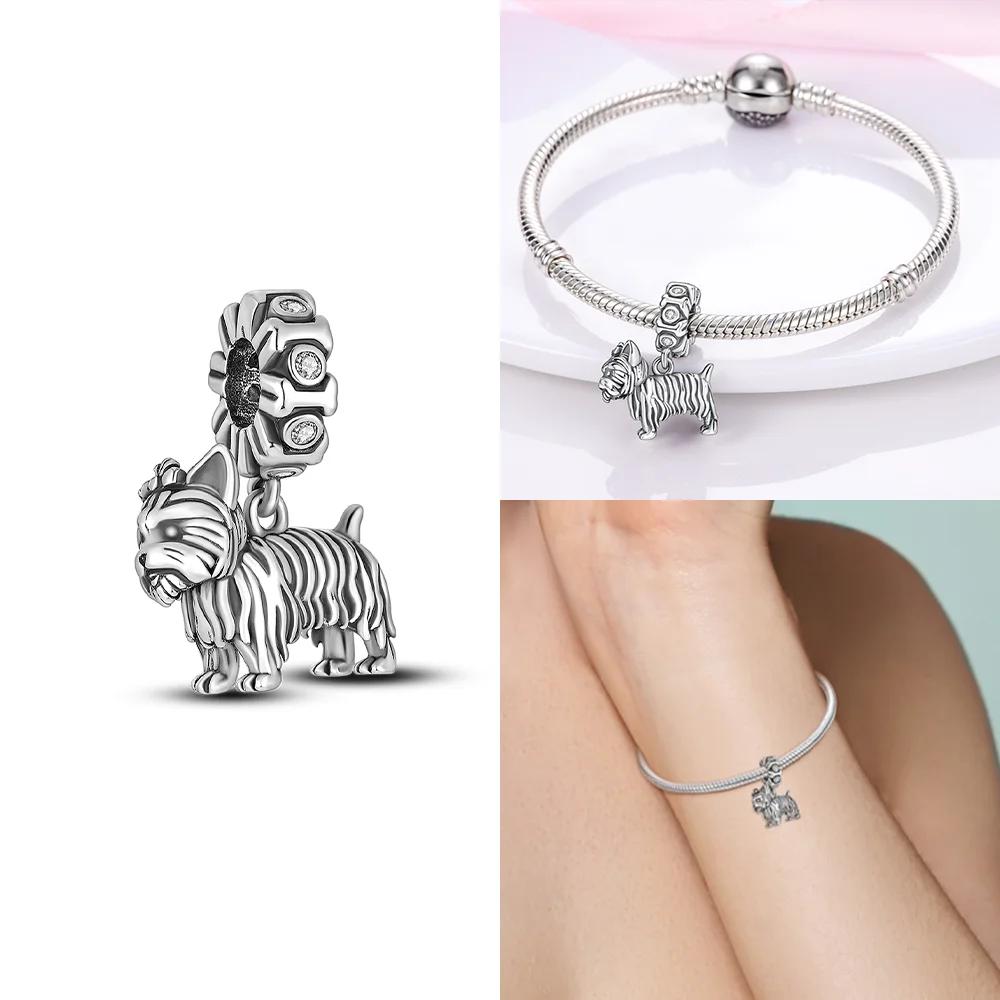 Copper Original Charms Love Heart Dog Cat Paws Pendant Beads Fit Mula Bracelet Diy Jewelry For Women Gift