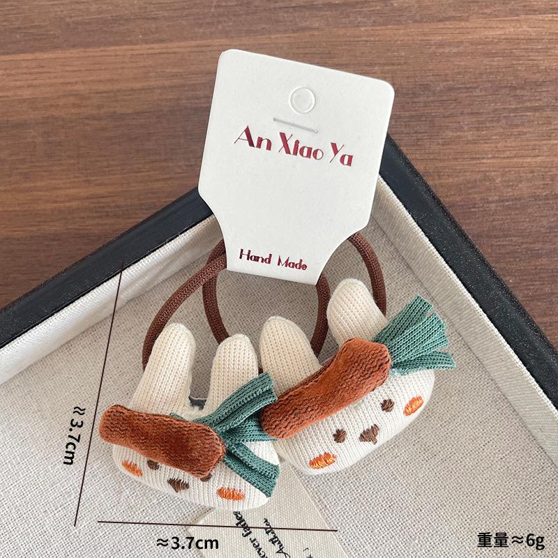 2Pcs/Set Toddler Hair Ties Breathable Fabric No Pull Gentle Hair Bands for Baby Girls Nature Inspired Bunny Hair Scrunchies