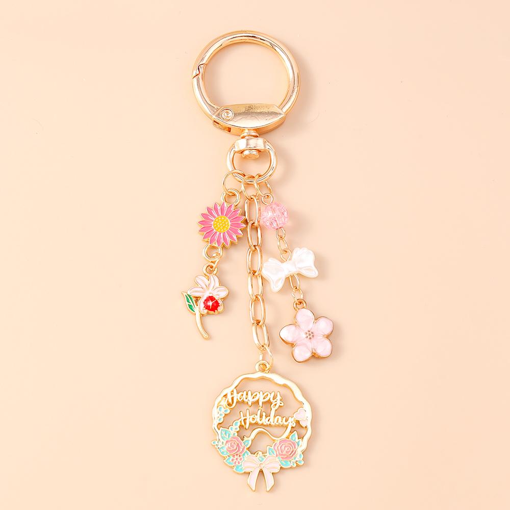 

Cute Animal Rabbit Keychain Women Girls Wreath Flower Key Ring Pendants for Handbag Decor DIY Key Chain Jewelry Gifts