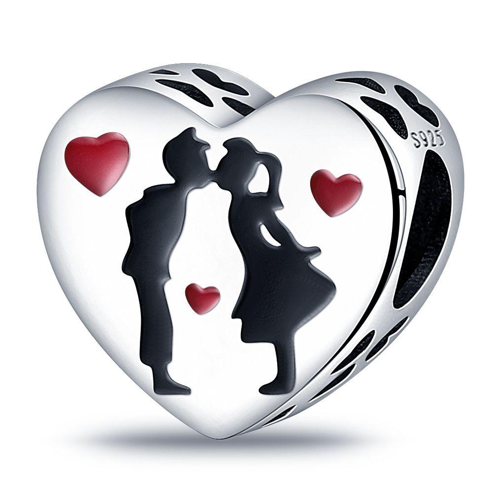 Copper Love Shaped Mother Daughter Embrace Pendants Bracelet Charms Fit Jewelry Party Beads Diy Fine Gift Accessory