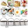 5 Pcs Set Stainless Steel Cake Mould Biscuit Cutters Round Waves Heart Shaped Stamp Embossing Moulds for Baking Decorating