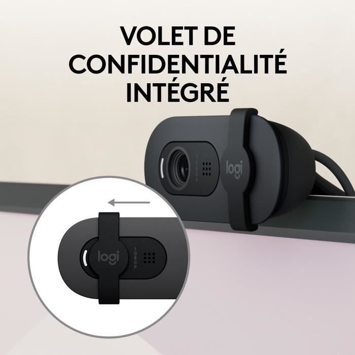 Webcam - Full HD 1080p - Logitech - Brio 100 - Microphone intégré - Graphite