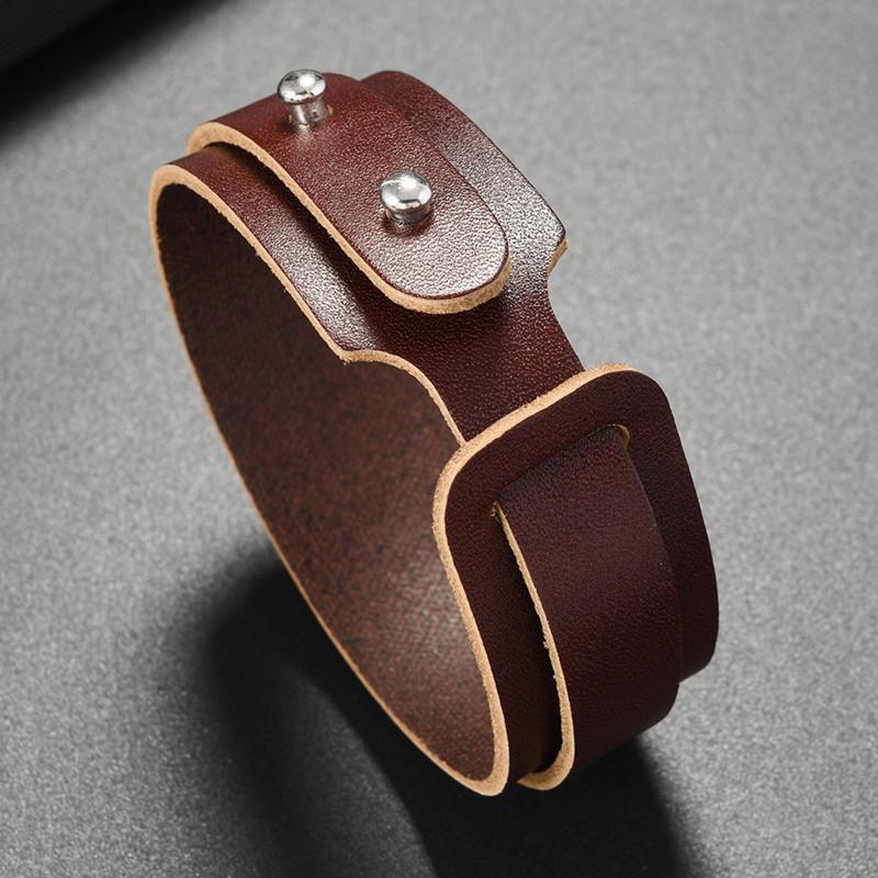 Trend Jewelry Vintage Handmade Weave Genuine Leather Bracelet Men Personalized Cuff Wide Leather Bracelet Pulsera Hombre
