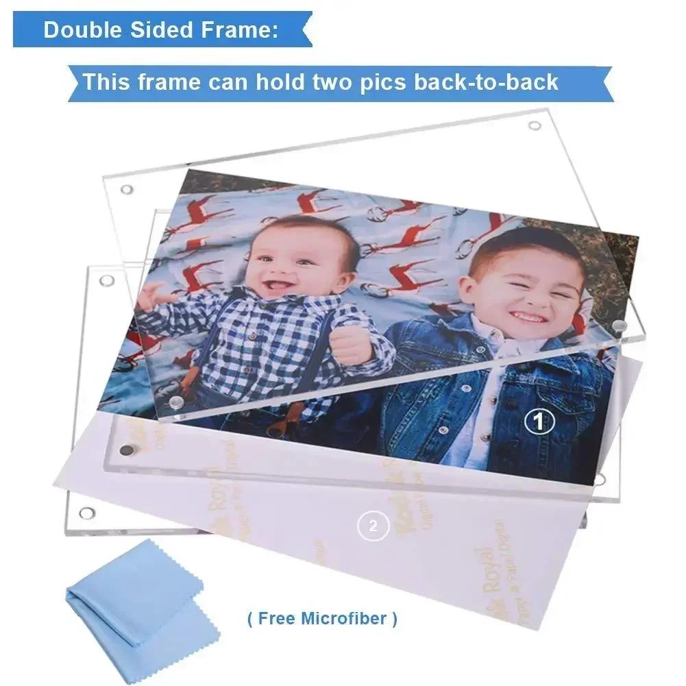 Magnetic Acrylic Picture Frame Transparent Poster Display Self Adhesive Magnetic Frame Desk Decor Thickness 10mm+10mm