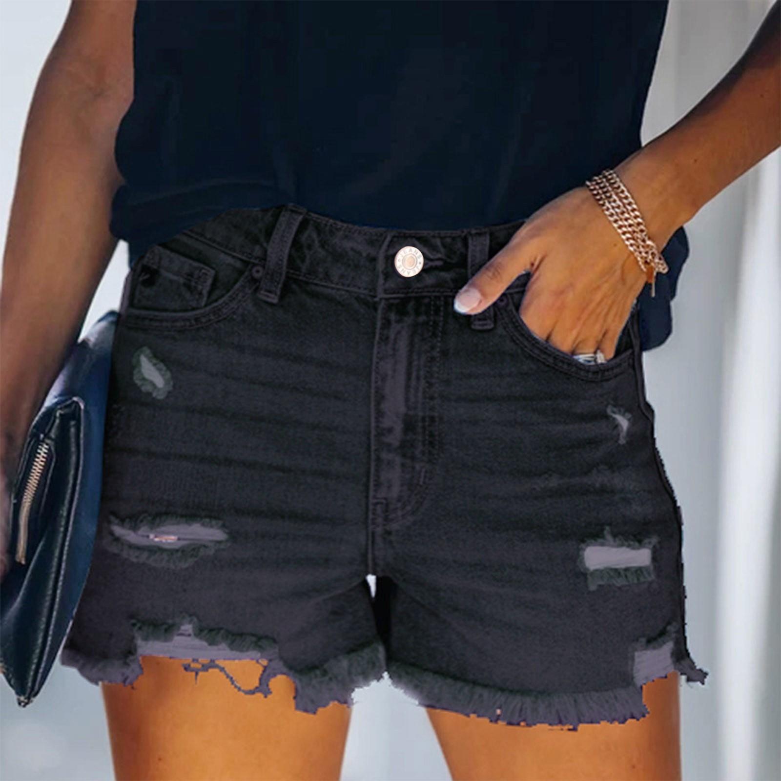 

Женские легкие шорты, повседневные модные шорты, сексуальные джинсовые шорты L чёрный