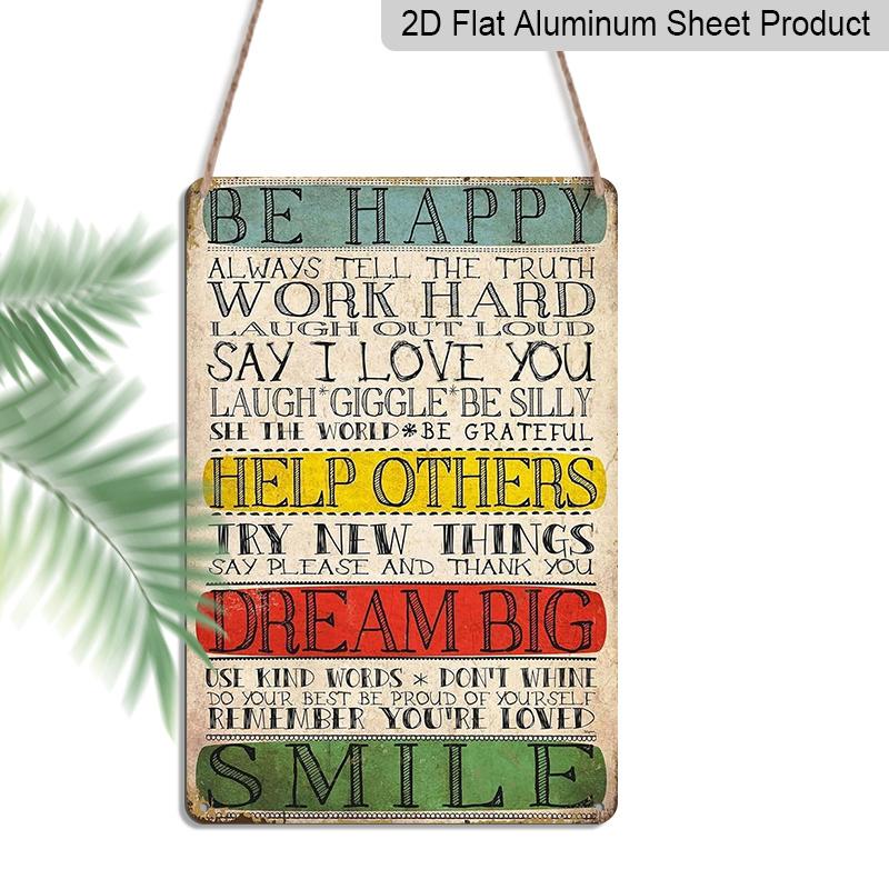 

2D Flat, 1pc Be Happy Dream Big Smile Aluminium Sign - 8 x12 Rustic Vintage Inspirational Decor, Perfect for Home, Classroom & Office Wall Art 20*30cm