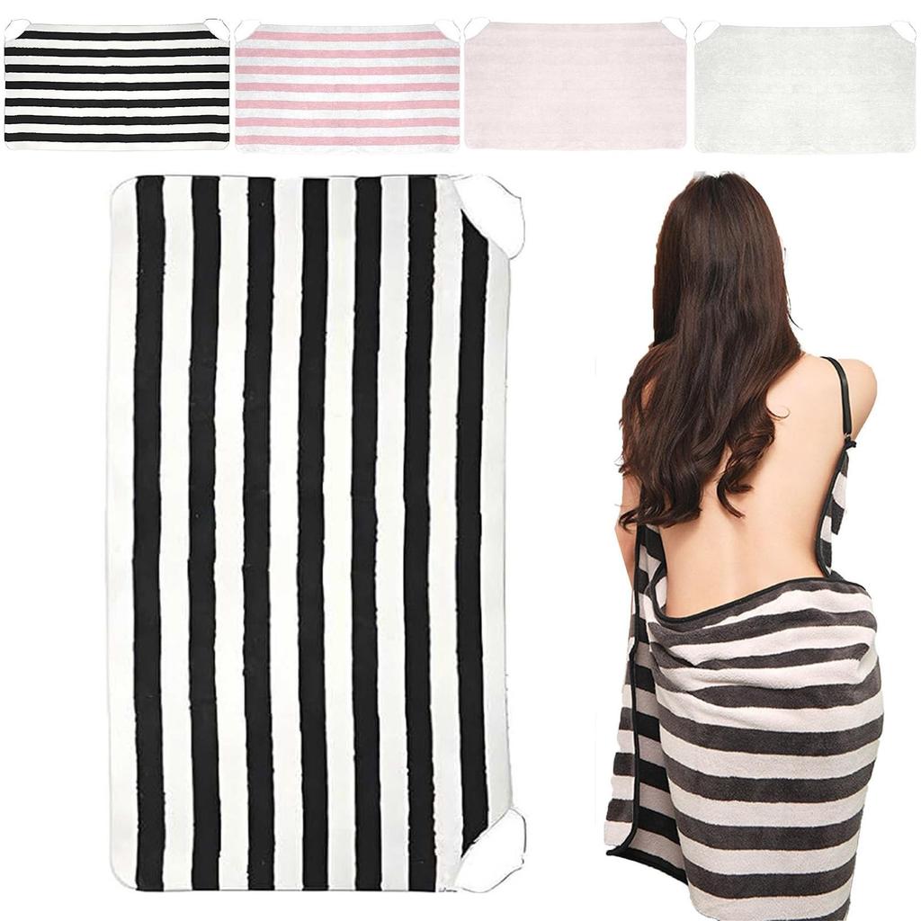 Towel With Shoulder Straps, Non- Adjustable Shoulder Straps, Women's Wearable Bath Towel, Long Bath Towel, Soft And Super Absorbent