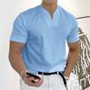 Men's Casual Solid Color V-Neck Gentleman's Business Short Sleeve Fitness T-Shirt