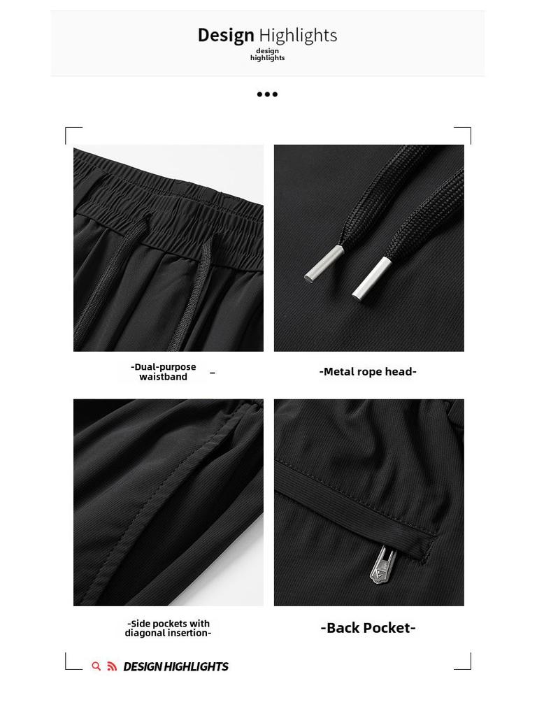 Pánské letní lehké elastické business kalhoty z ledového hedvábí pro všechny věkové kategorie