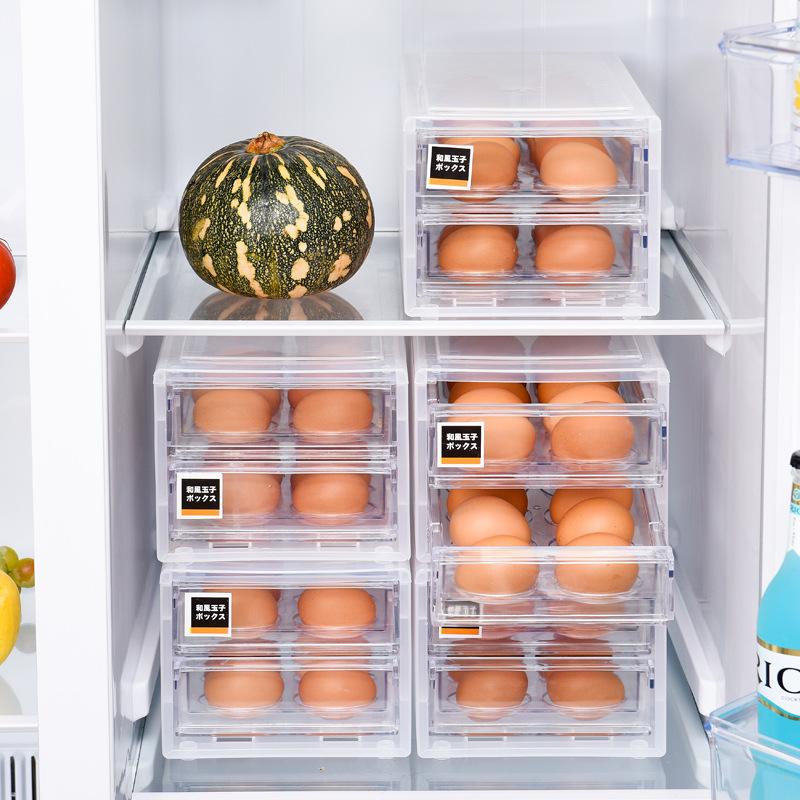 Egg Storage Box 24 Grids Egg Tray Containers Large Capacity Double Tier Egg Tray Drawer Egg Carton Kitchen Storage Container