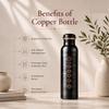 Pure Copper Water Bottle 1 Litre with Sacred (7 Chakras) Geometry Design | BPA Free & Leak Proof