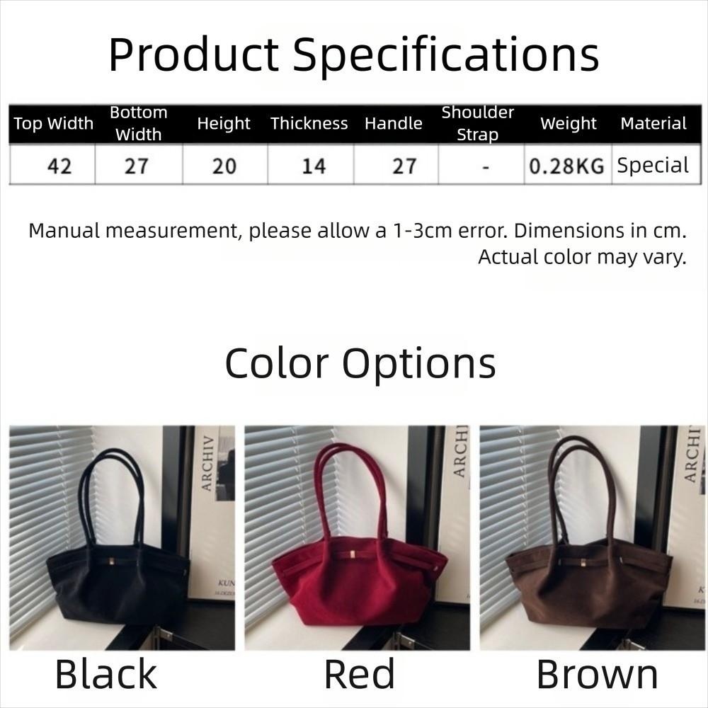 Matte Finish Underarm Bag Large Capacity Vintage Velvet Tote Bag Inner Pocket Suede Material Shoulder Bag Casual Commuting