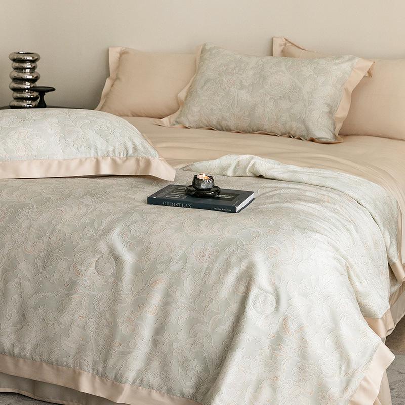 Double-Sided Tencel Summer Quilt Set: 100% Lyocell, Machine Washable, Cool, Thin Blanket