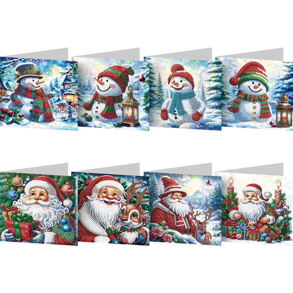 8/12PCS DIY Diamond Art Greeting Cards Rhinestone Diamond Art Mosaic Postcards for Christmas Birthdays Thanksgiving and Holidays