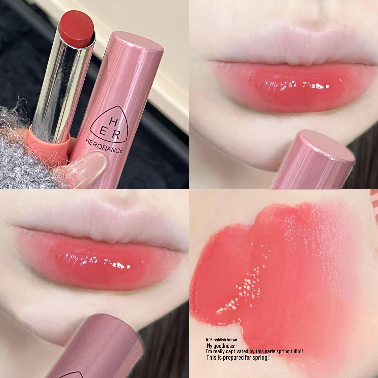 

HERORANGE Light Rhyme Glossy Lipstick: Long-Lasting, Plumping Korean-Style Lip Glaze 3.5g