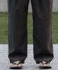 Dekkoloso Cool Linen-Like Double-Pleated Wrinkle-Free Wide Elastic Pants [Charcoal]