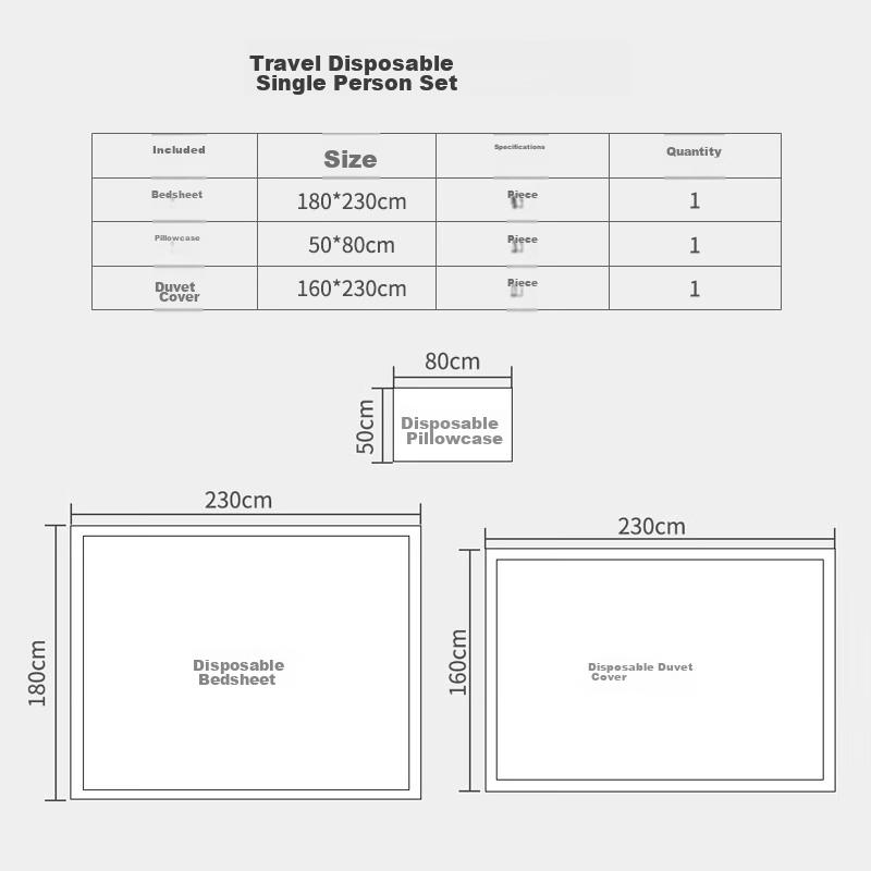 Banzheni Disposable Three-Piece Set: Bed Sheet, Travel Hotel Protective Cover, Pillowcase, Sleeping Bag, Train Single/double Bedding for Large Beds