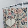 Floral Pattern With Heart Waterproof Shower Curtain