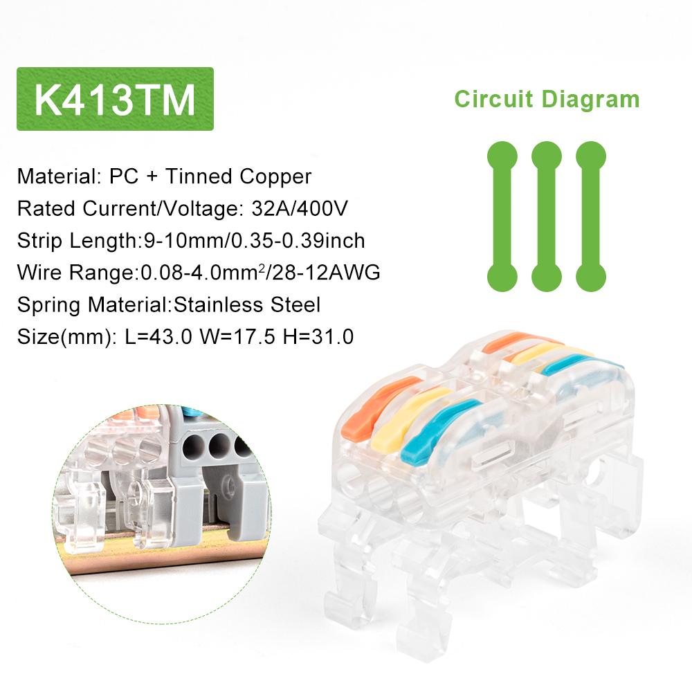 Din Rail Wire Connector  Fast Universal Compact Electric Cable LED Light Lamp Conector Wiring Conductor Terminal Block 2/3pin