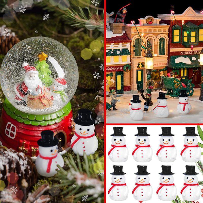 WTEMPO Mini Schneemann Figuren Ornamente Weihnachten Harz Schneemann Dekoration mit Hut Weihnachten Mikro Landschaft Ornamente Gartenzubehör für DIY Bastelarbeiten