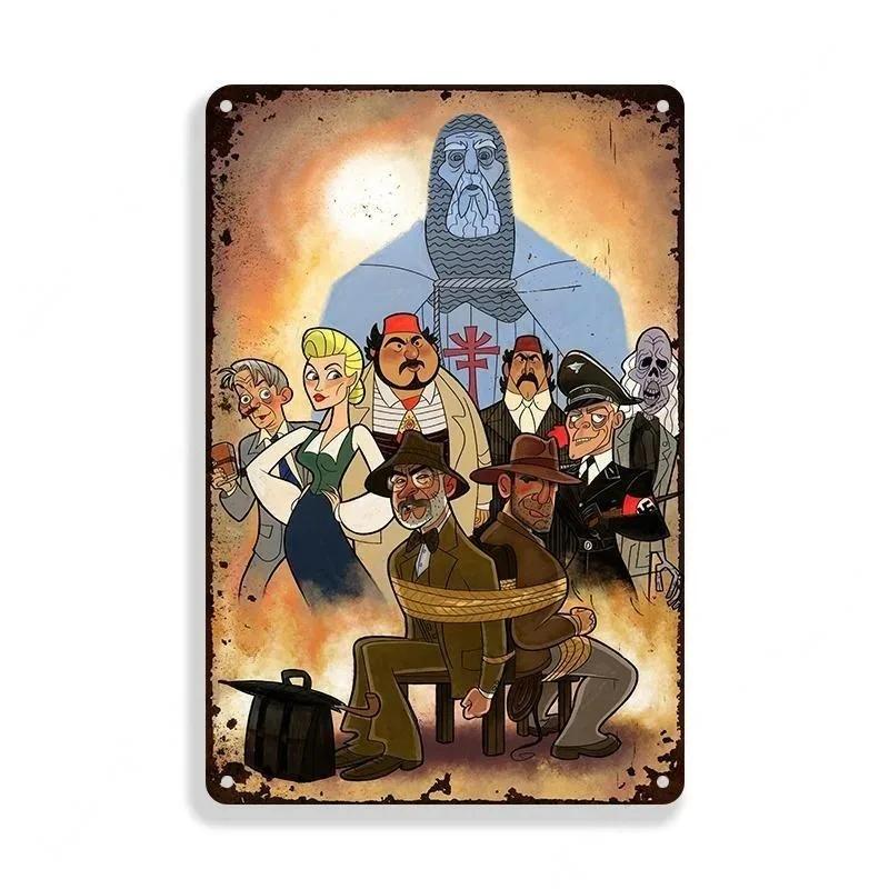 Classic Movie Tinplate Poster Indiana Jones Metal Sign Retro Industrial Wall Decor Plaque Bar Garage Home Tin Sign Art Plates