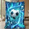 Soccer Ball Breaking Through Wall Theme blanket Lightweight Warm Flannel Blanket Decorative Throw Blanket for Home Decoration