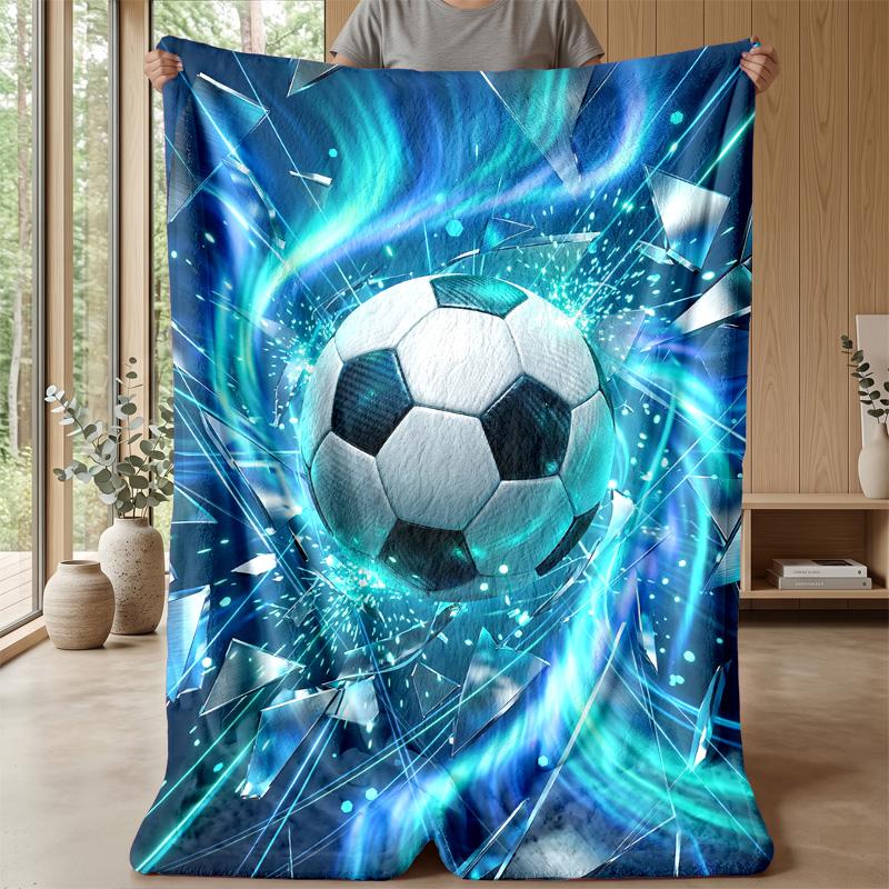 Soccer Ball Breaking Through Wall Theme blanket Lightweight Warm Flannel Blanket Decorative Throw Blanket for Home Decoration