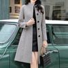 Autumn Winter Women Woolen Coat Single-breasted Stand Collar Solid Color Overcoat Slim Fit