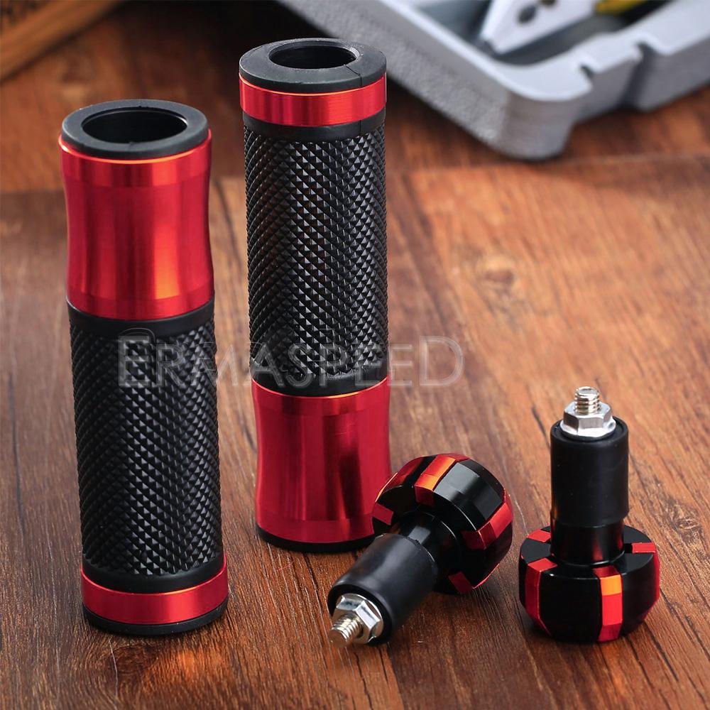 1 pár 7/8'' 22mm univerzálních motocyklových gripů s koncovkou lišty CNC hliníkové motokrosové rukojeti řídítek