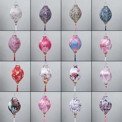 12/14 Inch Chinese Style Satin Silk Lantern Plum Blossom Floral Pattern Lantern Festival Party New Year Decor Hanging Lanterns