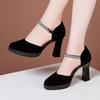 Fashion Genuine Leather Lady Pumps Thick Heel Shoes 7/9/11cm Super High Heel Waterproof Platform Womens Shoes Party Dress High Heels