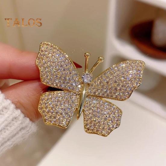 Women Brooch Butterfly Shape Rhinestone Vinatge Anti-slip Bag Coat Collar Hat Scarf Decoration Clothes Pin Party Prom Garment Jewelry