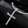 Full Moissanite Tennis Necklace with Pendant 925 Sterling Sliver Plated 18k Chain for Man Sparkling HipHop Party Jewely