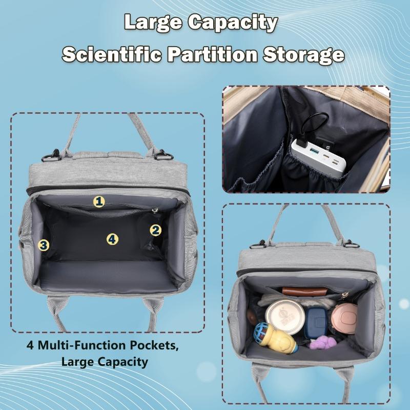 Large Capacity Mommy Bag Multifunctional Travel Diaper Backpack Portable Diaper Pad Stroller Straps Thermal Insulation