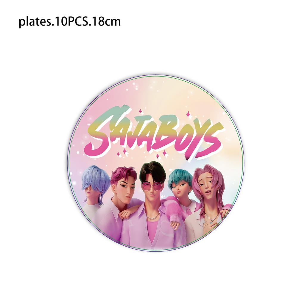 K Pop Dämonenjäger Geburtstagsdekoration Luftballons Partyzubehör Einweggeschirr Banner Girlande Babypartyzubehör Geschenke