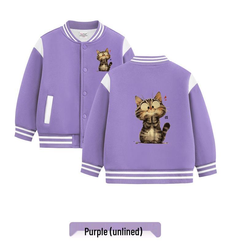 Children's Autumn Baseball Jacket - Velvet Lined, Thickened for Boys & Girls 2026 Winter Style.