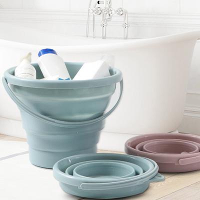 5/10L Outdoor Folding Bucket Great Load Bearing Handle Leakproof Thick Collapsible Space-saving Hanging Hole Portable Multi-use Camping Picnic