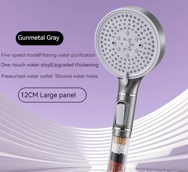 Calcium Sulfite Filter Shower Head - 5-Speed High-Pressure Multi-Function Purifier (Top Mount for Bathroom)