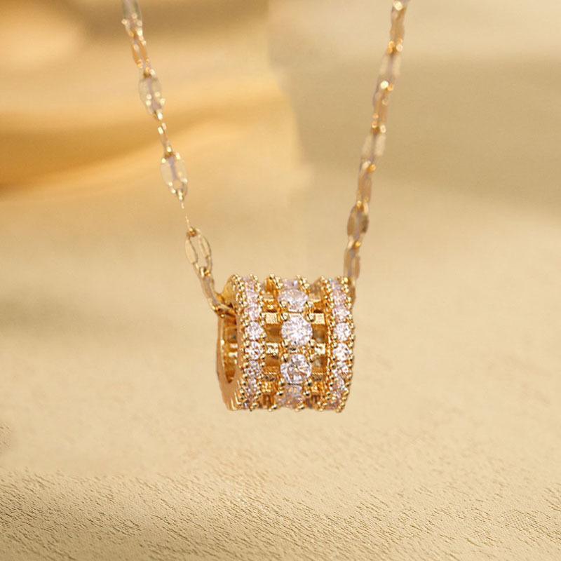 Luxury Gold Plated Compass Fashion Necklaces Enamel Zircon Gold Plated Necklace Set